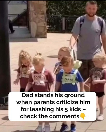 Dad faces backlash after putting leashes on his five 5-year-old quintuplets